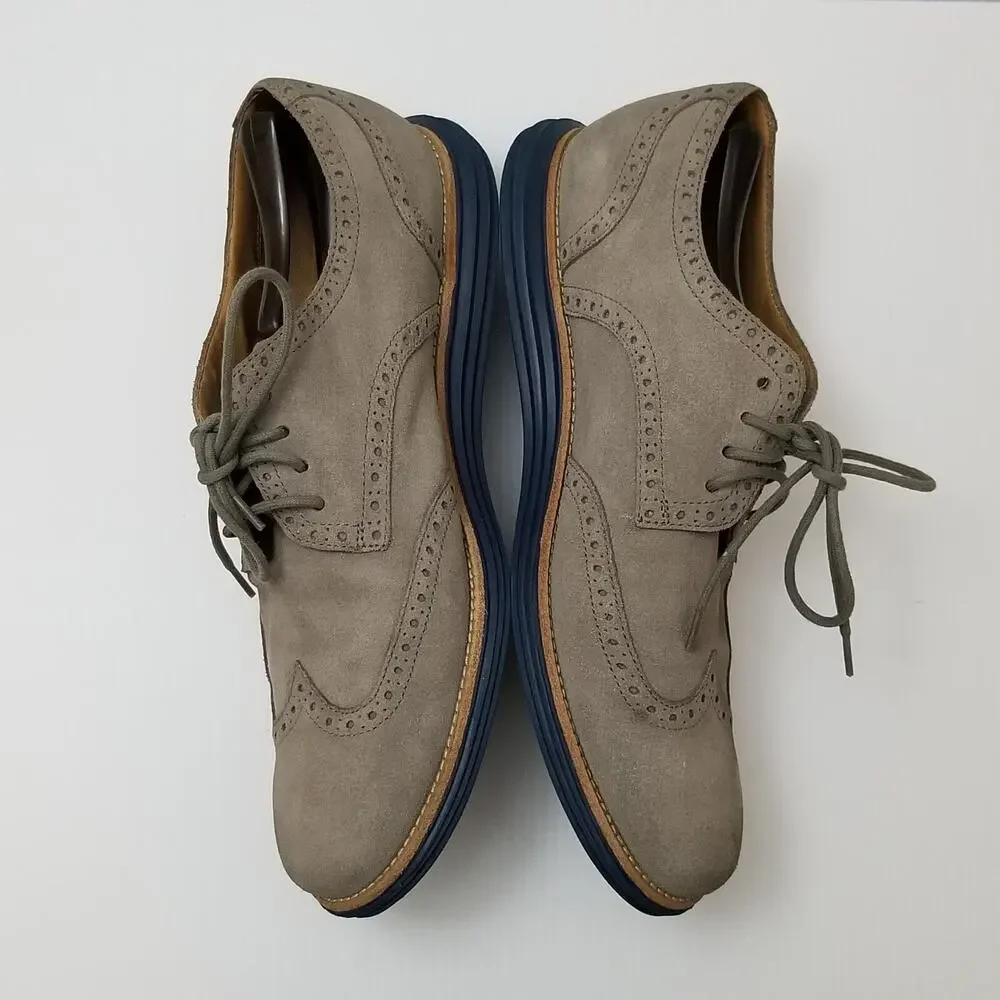Cole Haan Lunargrand Wingtip Oxford Shoes US Men's Size 12 M C13199 Gray & Blue